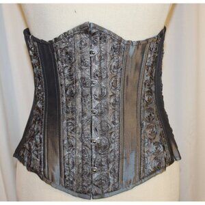 Hearts Delight Underbust Corset Gray Rosettes Lace Up Size 24 Small Ren Fair